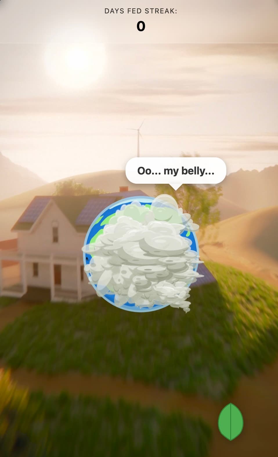 Earthygotchi game screenshot showing gameplay features