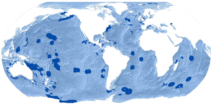 Fig. 1. The world's marine protected areas, displayed in dark blue.